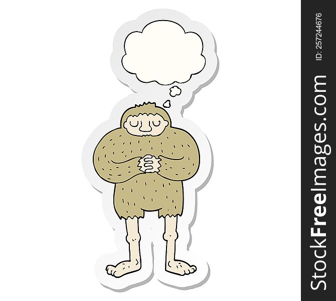 Cartoon Bigfoot And Thought Bubble As A Printed Sticker