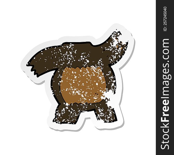 retro distressed sticker of a cartoon black bear body