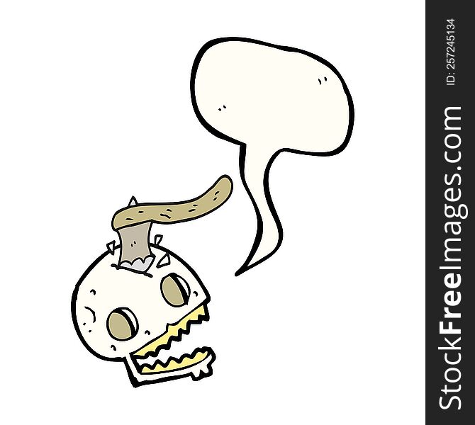 Speech Bubble Cartoon Axe In Skull