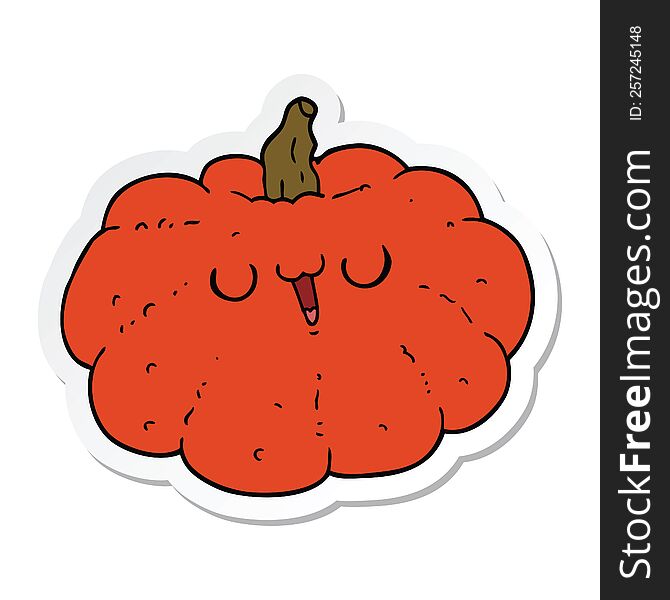 Sticker Of A Happy Cartoon Pumpkin