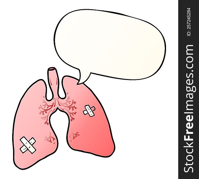 Cartoon Lungs And Speech Bubble In Smooth Gradient Style