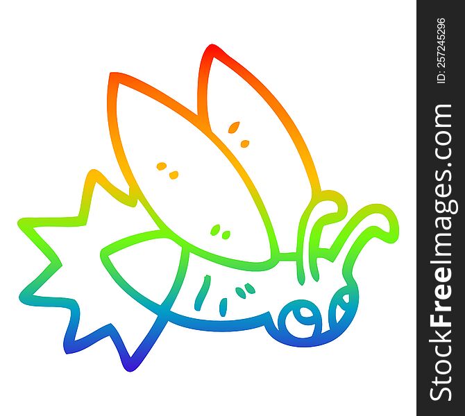 Rainbow Gradient Line Drawing Cartoon Firefly