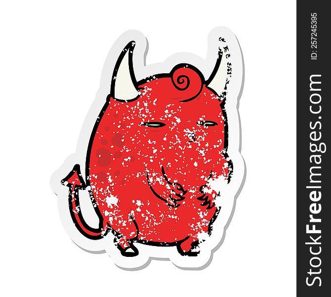 distressed sticker of a cartoon halloween devil