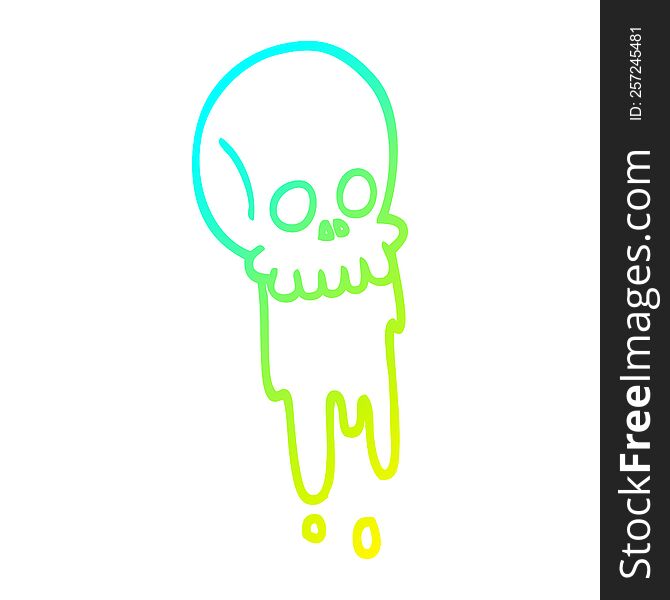 cold gradient line drawing of a cartoon blood dripping skull