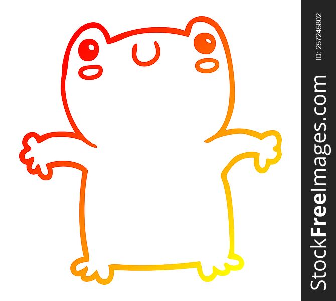 warm gradient line drawing of a cartoon frog