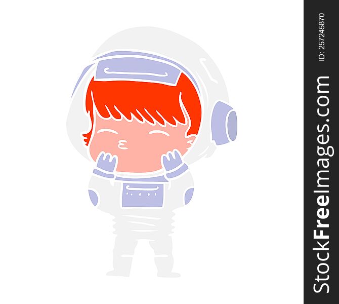 flat color style cartoon curious astronaut