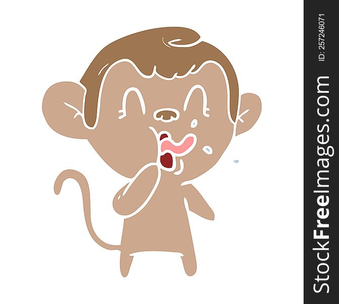 Crazy Flat Color Style Cartoon Monkey