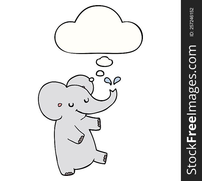 cartoon dancing elephant with thought bubble. cartoon dancing elephant with thought bubble