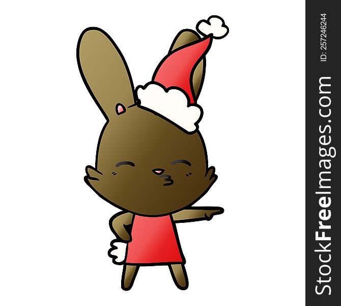 Curious Bunny Gradient Cartoon Of A Wearing Santa Hat