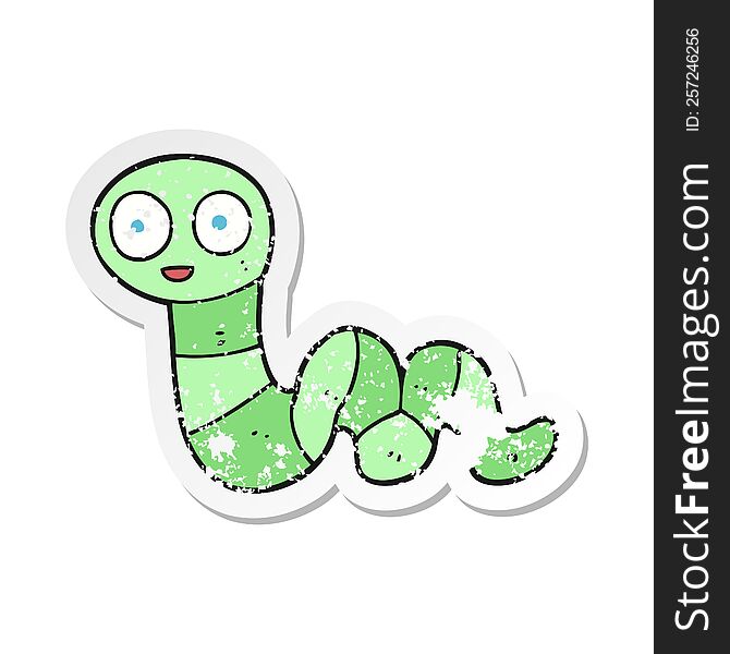 Retro Distressed Sticker Of A Cartoon Snake