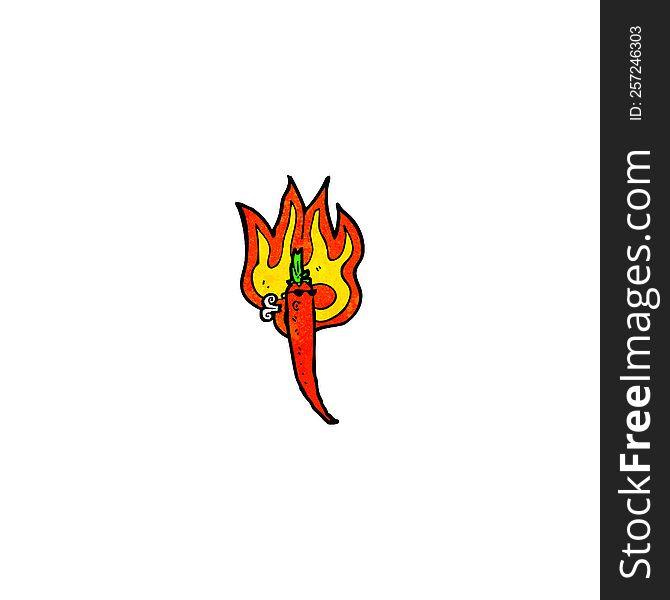 flaming hot chili cartoon