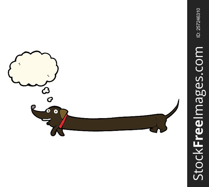 cartoon dachshund with thought bubble