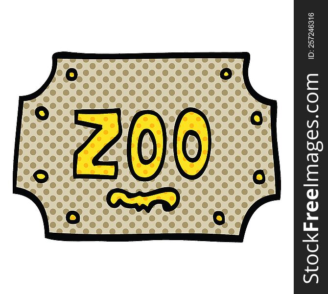 comic book style cartoon zoo sign