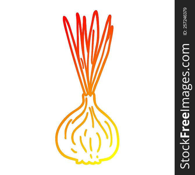 Warm Gradient Line Drawing Cartoon Sprouting Onion
