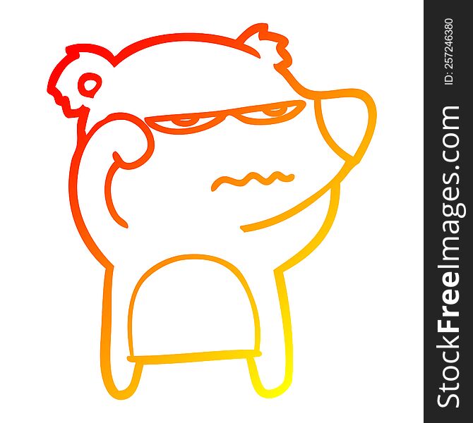 warm gradient line drawing of a angry bear polar cartoon