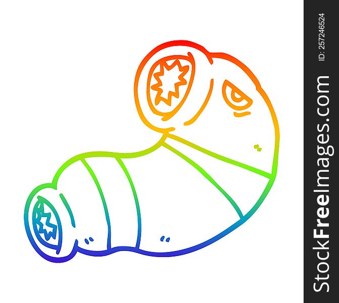 rainbow gradient line drawing of a cartoon monster leech