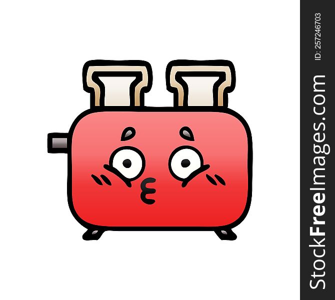 Gradient Shaded Cartoon Of A Toaster