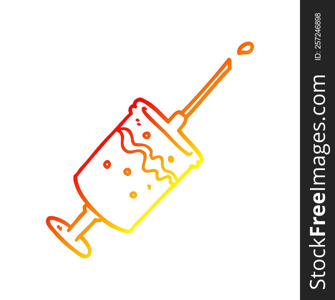 warm gradient line drawing cartoon syringe needle