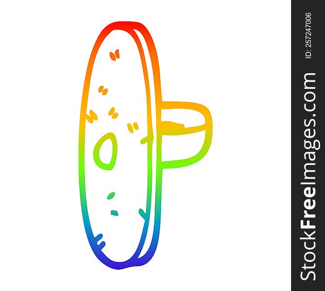 rainbow gradient line drawing of a cartoon medieval shield