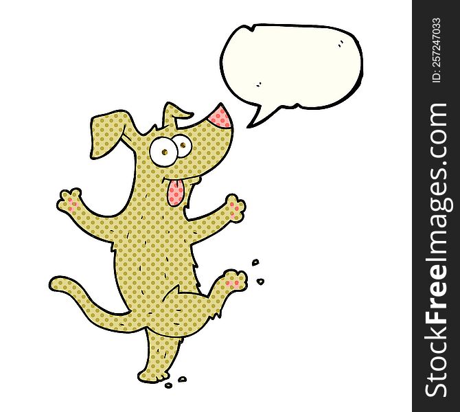 freehand drawn comic book speech bubble cartoon dancing dog