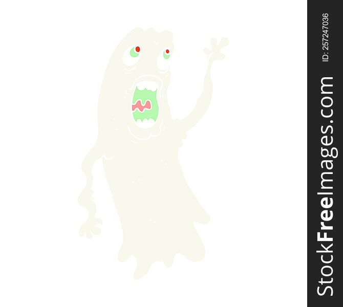 Flat Color Illustration Of A Cartoon Ghost
