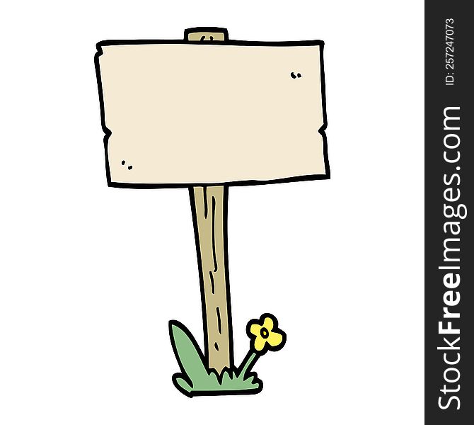 Cartoon Doodle Sign Post