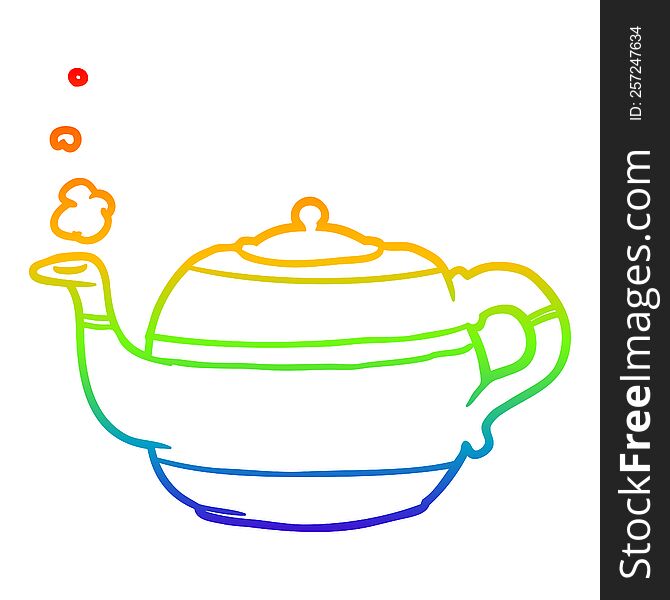 rainbow gradient line drawing of a tea pot