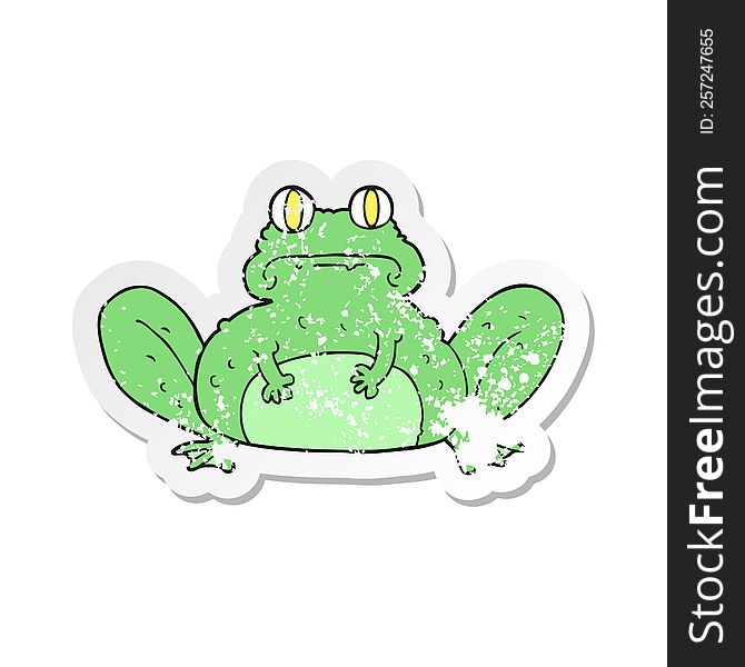 Retro Distressed Sticker Of A Cartoon Frog