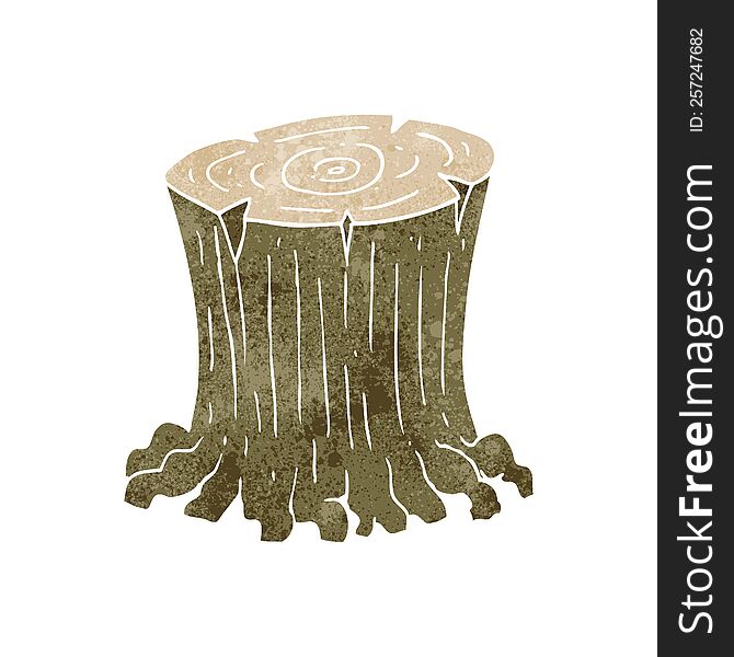 Retro Cartoon Big Tree Stump