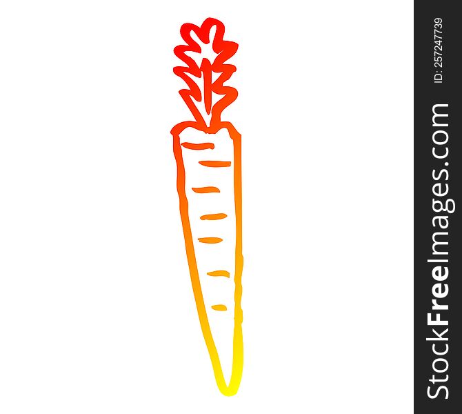 warm gradient line drawing of a cartoon doodled carrot