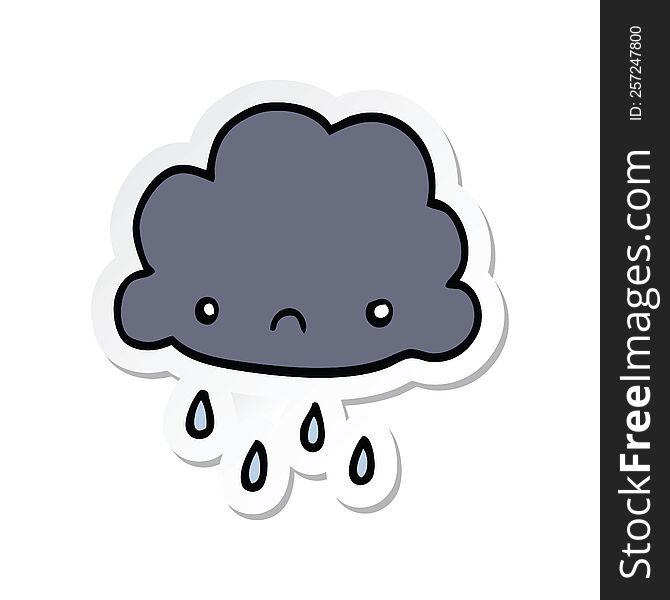 Sticker Of A Cartoon Storm Cloud