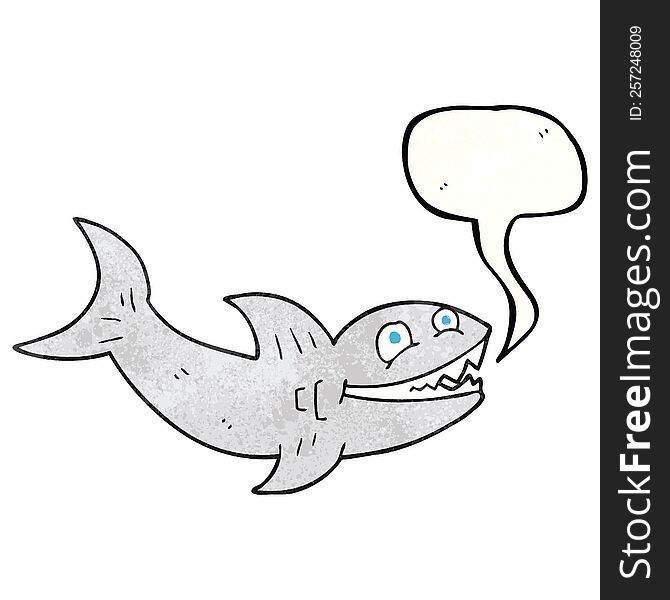 freehand speech bubble textured cartoon shark