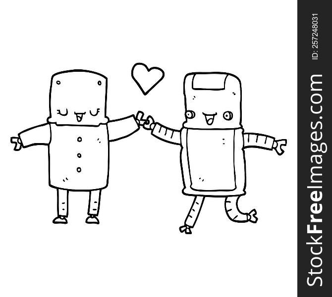 cartoon robots in love