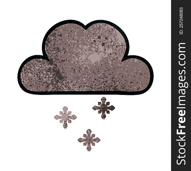 retro grunge texture cartoon of a storm snow cloud