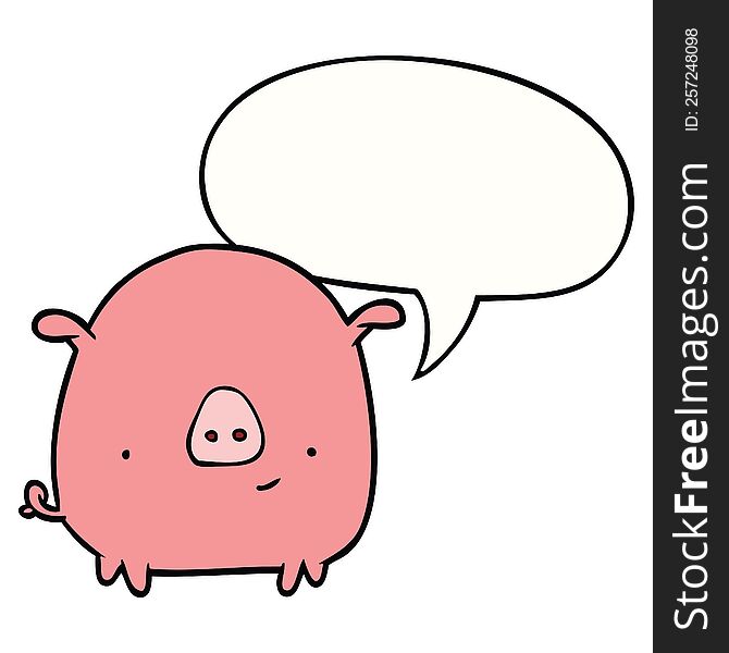 Cartoon Happy Pig And Speech Bubble