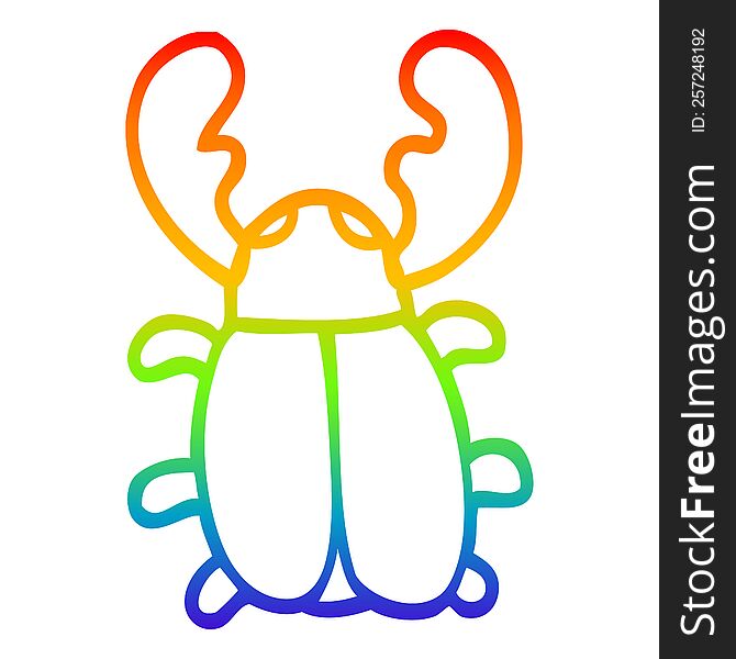 rainbow gradient line drawing of a cartoon huge beetle