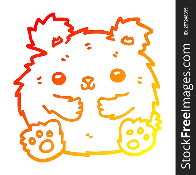 Warm Gradient Line Drawing Cute Cartoon Bear