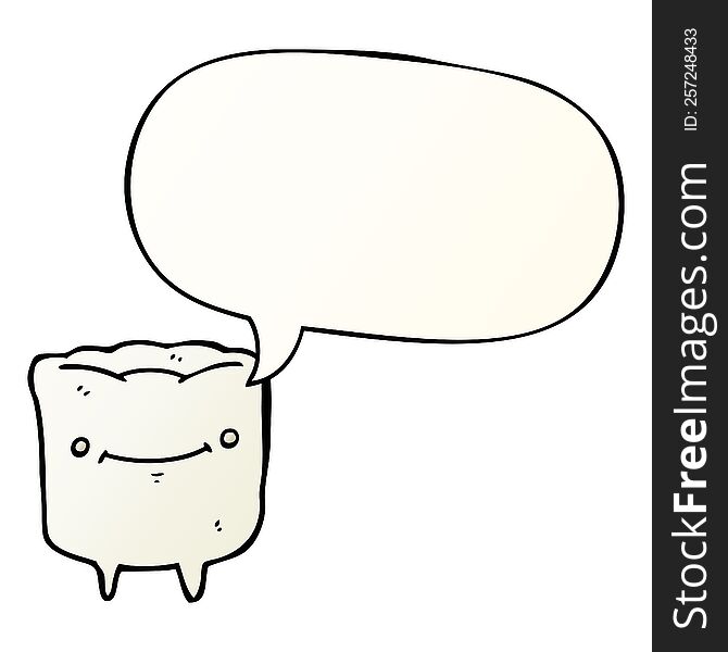 Cartoon Happy Tooth And Speech Bubble In Smooth Gradient Style