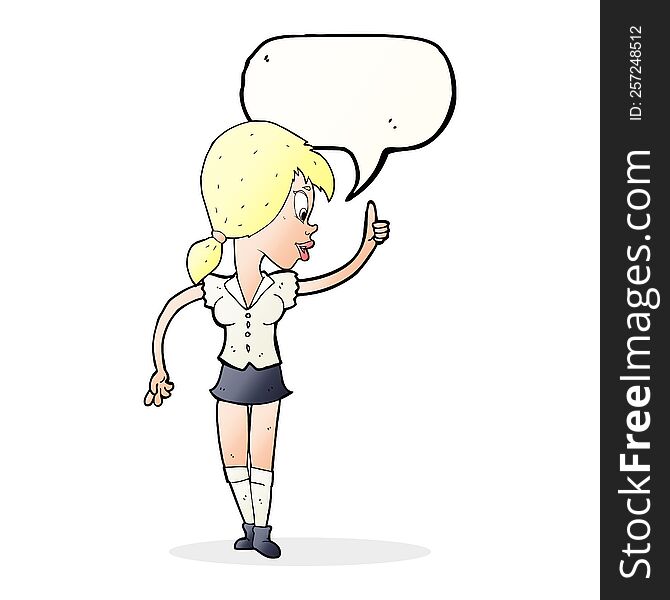Cartoon Girl With Idea With Speech Bubble