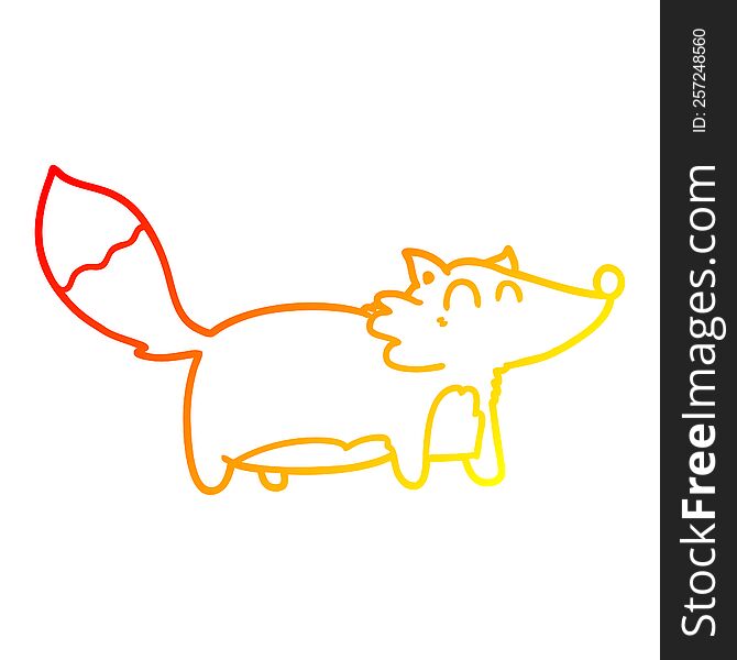 Warm Gradient Line Drawing Fat Cartoon Fox