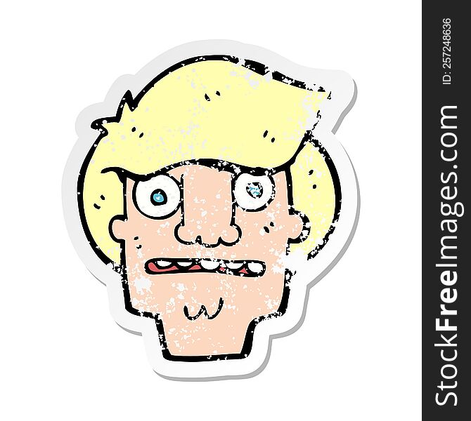 Retro Distressed Sticker Of A Cartoon Shocked Face