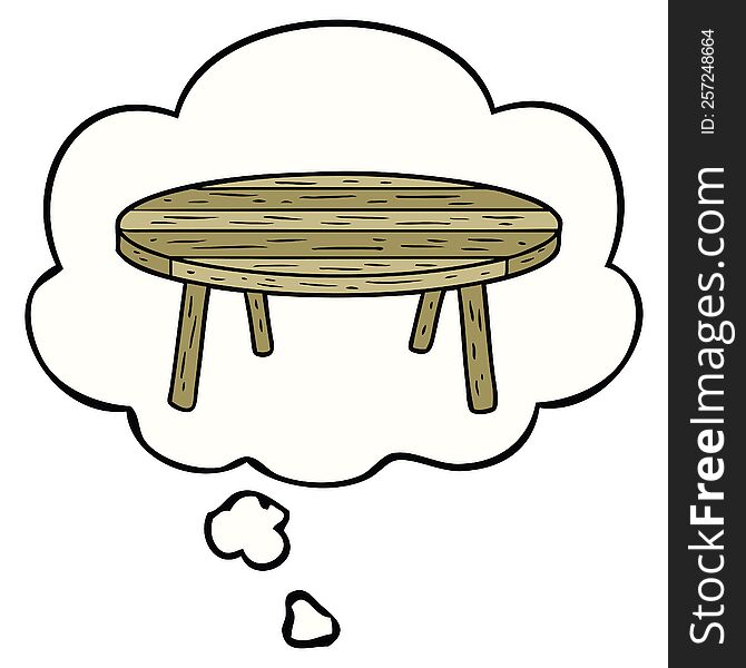 Cartoon Table And Thought Bubble