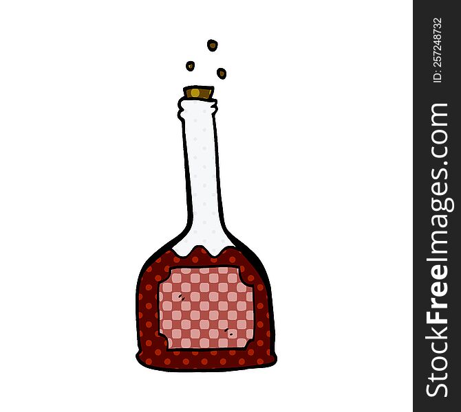 Cartoon Doodle Bottle Of Red Wine