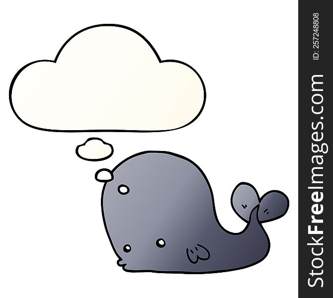 Cartoon Whale And Thought Bubble In Smooth Gradient Style