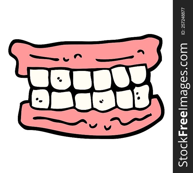 hand drawn doodle style cartoon false teeth