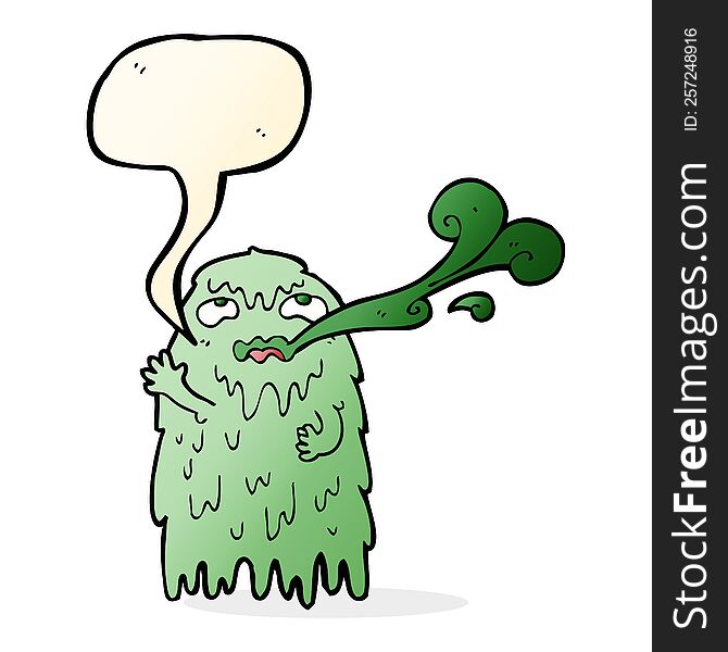 Gross Cartoon Ghost With Speech Bubble