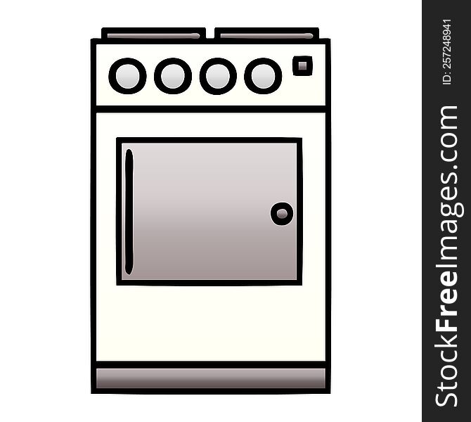 gradient shaded cartoon of a oven and cooker