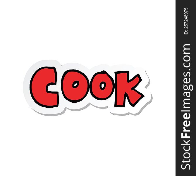 sticker of a cartoon word cook