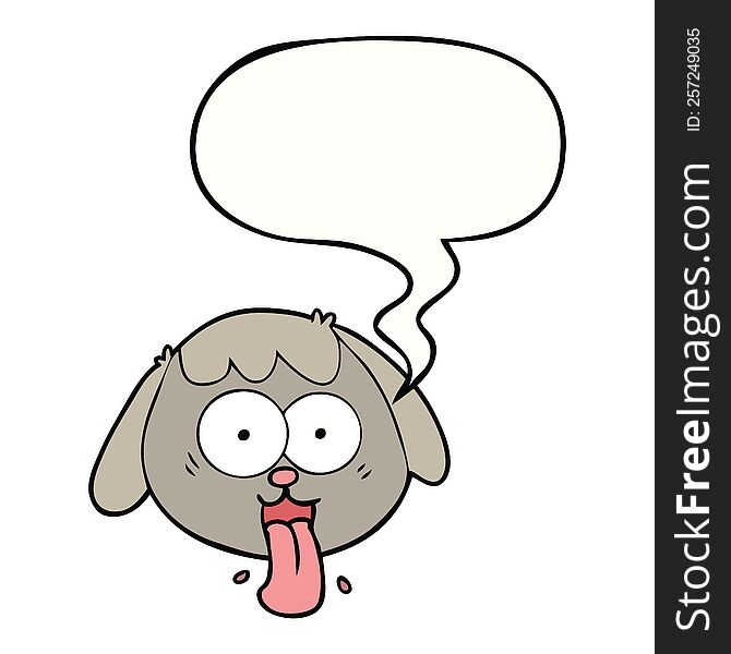 Cartoon Dog Face Panting And Speech Bubble