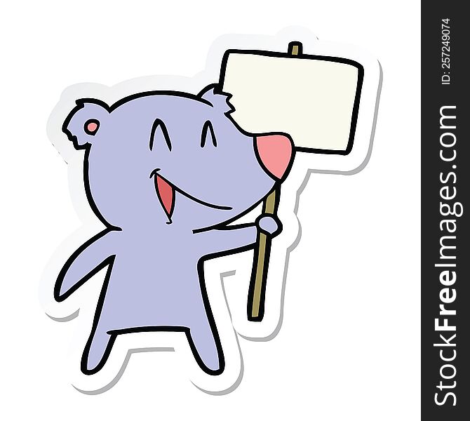 sticker of a protester bear cartoon